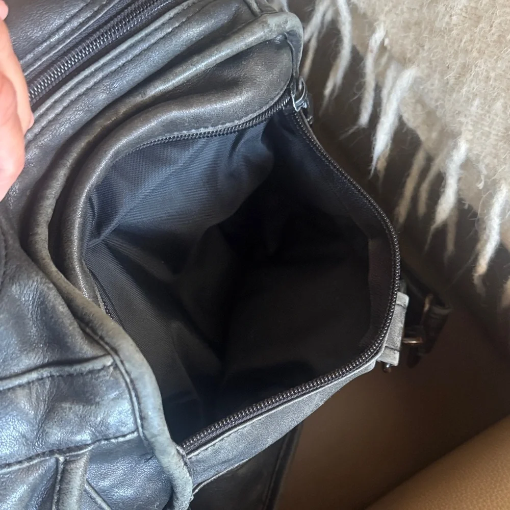 Tumi Black Leather Duffel Bag with Monogrammed JHM